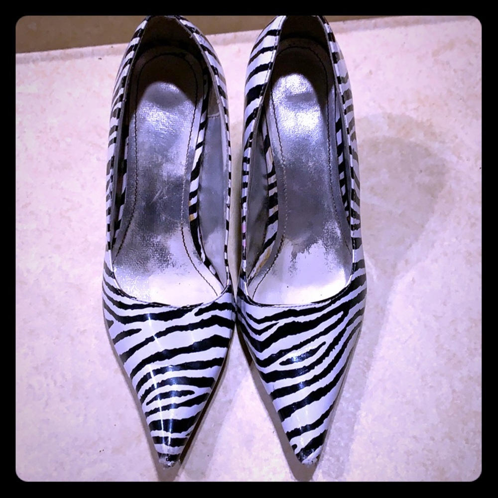 Patton leather zebra stilettos
